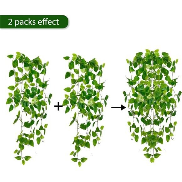 Artificial hanging plants vines fake ivy garlands greenery wall home decor set - Picture 4 of 7